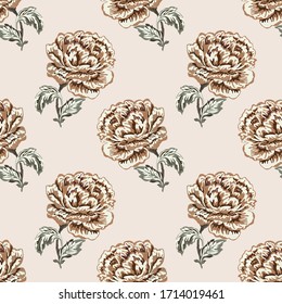 Seamless floral background. Abstract brown roses, fabric, wallpaper, tile or wrapping