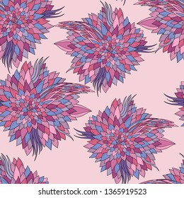 Seamless floral background with abstract patterns of peonies