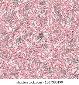 Seamless floral background with abstract patterns of peonies