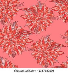 Seamless floral background with abstract patterns of peonies