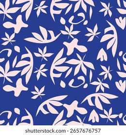 Fundo floral contínuo. Textura abstrata com flores e folhas.