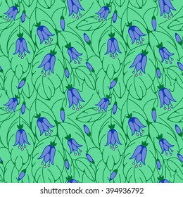Seamless floral background with bells.