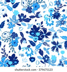 Seamless Floral Background Blue Isolated Flowers Stock Vector (Royalty ...