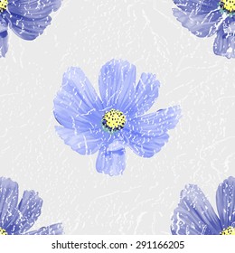 Seamless floral background. Blue vintage flowers. Texture. Vector illustration.