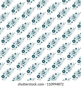 Seamless floral background in blue and white
