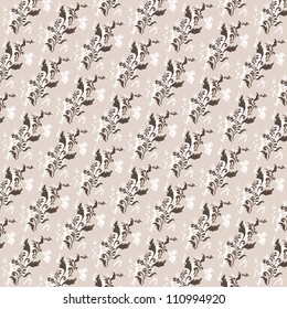 Seamless floral background in brown and beige