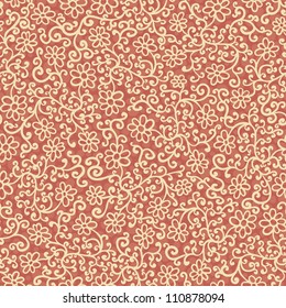 Seamless floral background with bubbles backdrop, vector pattern