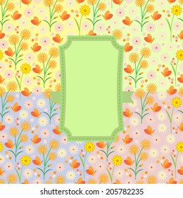 Seamless floral background with butterflies