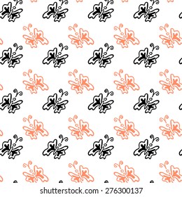 Seamless floral background with butterflies hand drawn in vector. Great for wrapping paper, textiles, and other designs.Vector illustration.