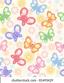 seamless  floral   background with butterfly