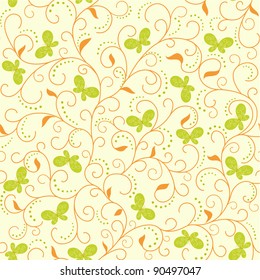 seamless floral  background with  butterfly