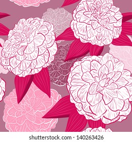 Seamless floral background with camellia flowers