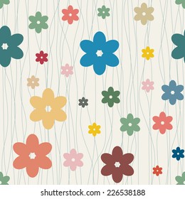 Seamless floral background with camomiles. Vector illustration