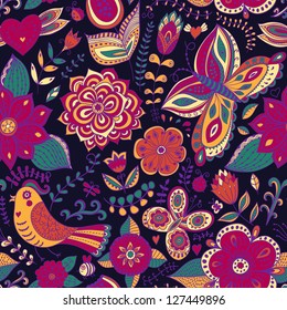 Seamless floral background. Copy that square to the side and you'll get seamlessly tiling pattern which gives the resulting image the ability to be repeated or tiled without visible seams.