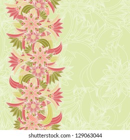Seamless floral background with custom text space. Vector illustration