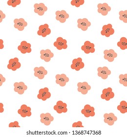Seamless floral background. Cute background with pink flowers. Coral vector flowers. Children background. Floral ornament. Mother's Day background. 