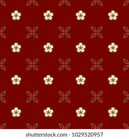 Seamless floral background. Decorative medallion printing block. Vintage oriental golden ornament. Home textile, wallpaper, phone case, fabric cloth, paper all over design. Simple geometric pattern.