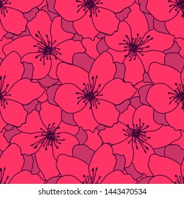 Seamless floral background. Decorative pattern of bright flowers for textile, fabric, scrapbook, web design.