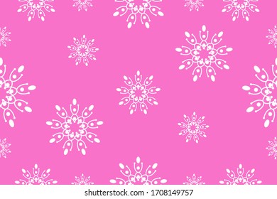 Seamless floral background design template. Abstract geometric flowers pattern. Tileable vintage ornament. Pink and white stylish graphic design.