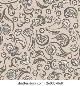 Seamless floral background with fantysy abstract motif flower