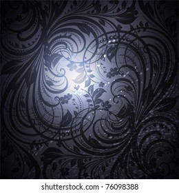 Seamless floral background with flowers pattern for wallpaper design, black. Vector eps 10.