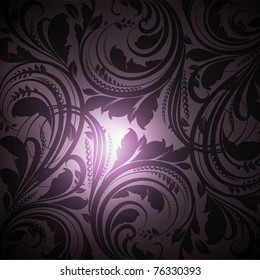 Seamless floral background with flowers pattern for wallpaper design, black. Vector eps 10.