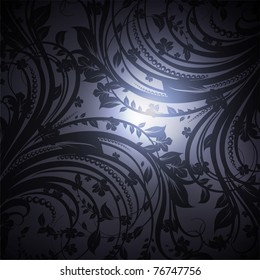 Seamless floral background with flowers pattern for wallpaper design, black. Vector eps 10.