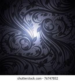 Seamless floral background with flowers pattern for wallpaper design, black. Vector eps 10.