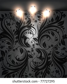 Seamless floral background with flowers pattern for wallpaper design, black. Vector eps 10.