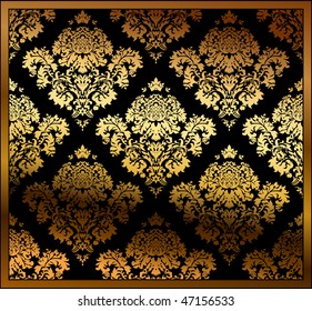Seamless floral background gold. Vector illustration