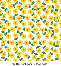 seamless floral background with gorgeous yellow flowers