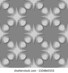Seamless floral background. Gray 3d pattern. Vector illustration