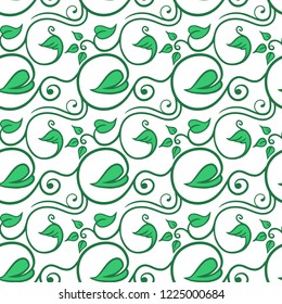 Seamless floral background with green leaf