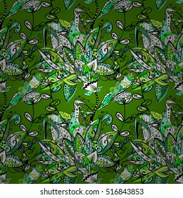 seamless floral background green style. Vector. Bud flowers.