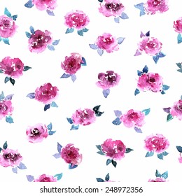 Seamless floral background. Greeting card. Watercolor floral pattern. Fabric template.