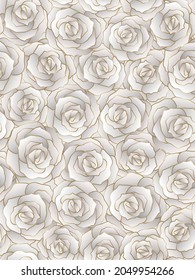 seamless floral background with grey and gold roses