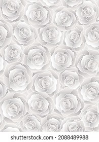 seamless floral background with grey and white roses