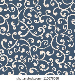 Seamless floral background with grunge effect on different layer, vector pattern