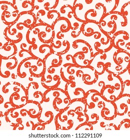 Seamless floral background with grunge effect on different layer, vector pattern