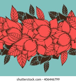 Seamless floral background with hand draw flowers, vector