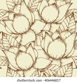 Seamless floral background with hand draw flowers, vector