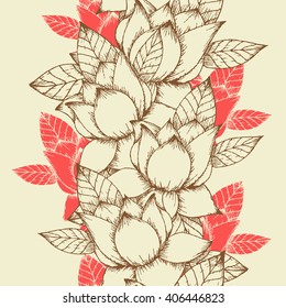 Seamless floral background with hand draw flowers, vector