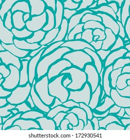 Seamless floral background with hand drawn monochrome roses. Abstract vintage background with floral retro element. Vector illustration