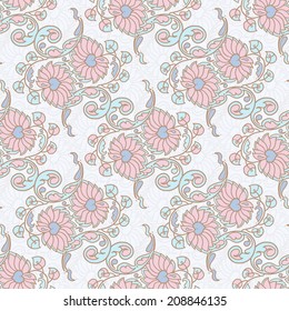 Seamless floral background, hand drawn vector illustration