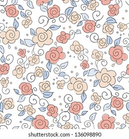 Seamless floral background. Hand written flower pattern