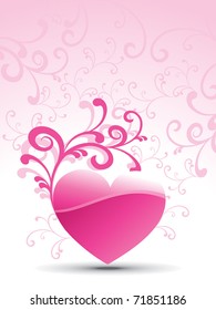 seamless floral background with isolated floral decorated heart