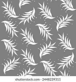 seamless floral background. leaves on a gray background