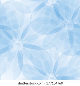 Seamless floral background with light blue flowers, vector illustration