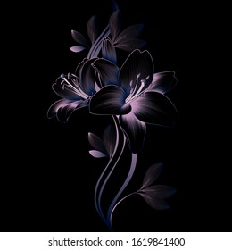 Seamless floral background with lilies flowers. Vector elements for wallpaper, wall decor, creativity, cards, invitations.