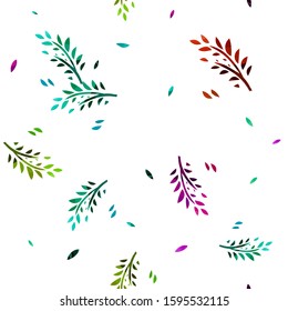 Seamless floral background. Multi-colored leaf twigs. Mixed media. ector illustration